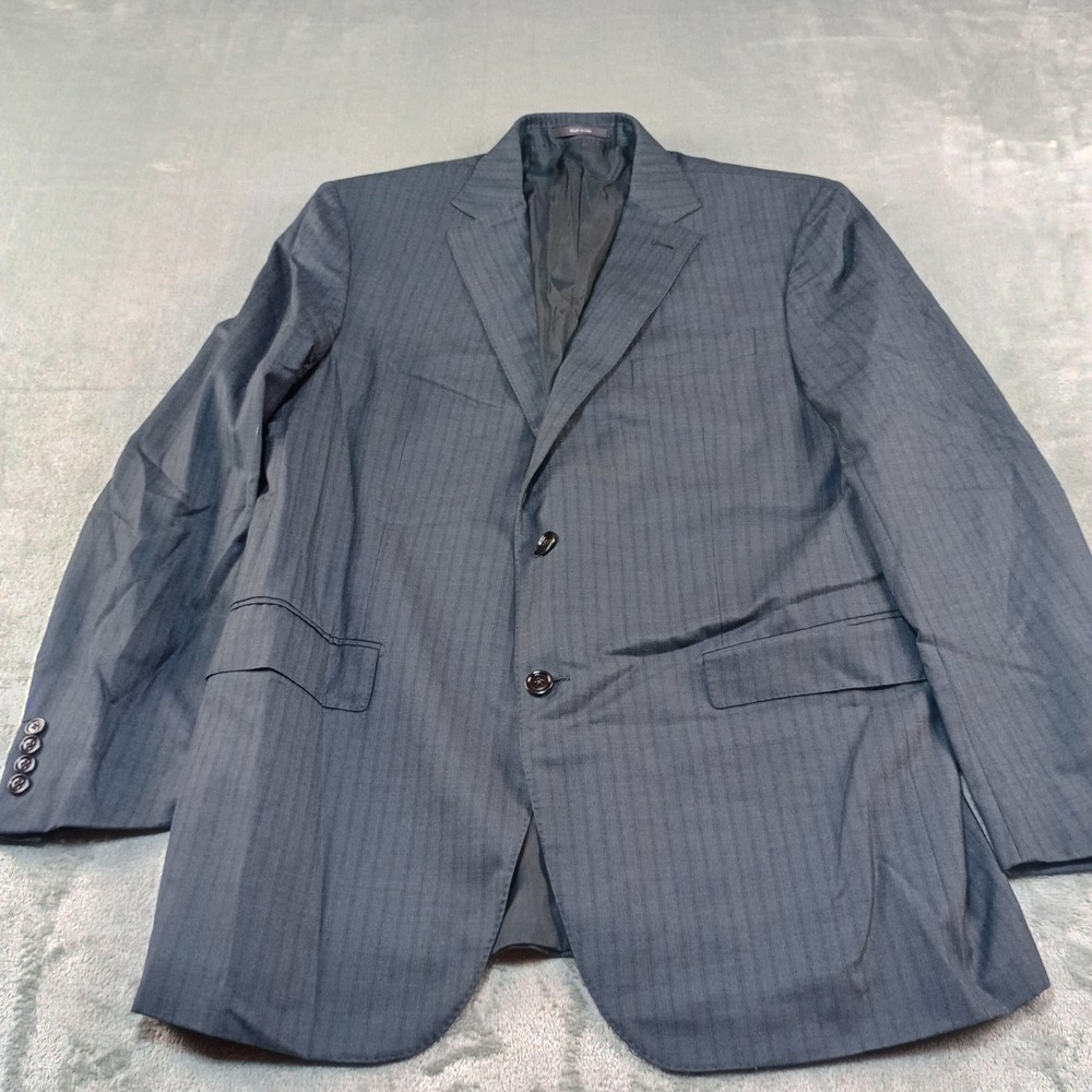 Ermenegildo Zegna Blazer Mens 56 R Blue Wool Silk Trofeo 600 Pinstripe Italy